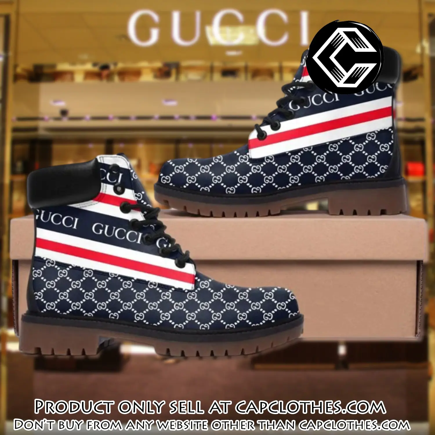 Gucci pattern navy luxury brand boots premium gifts for men women cc4451696